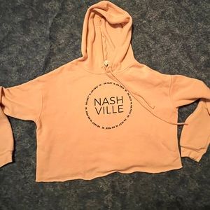 Nashville hoodie cropped oversized Bella brand light pink size L